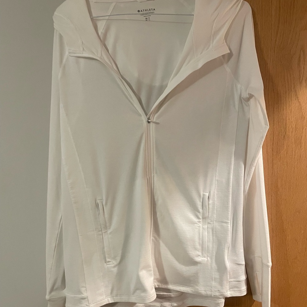 Athleta White Zip-Up Hoodie